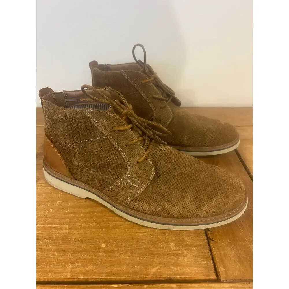 Nunn Bush 9.5 Men's Barklay Plain Toe Chukka Boots Textured Tan Suede Upper